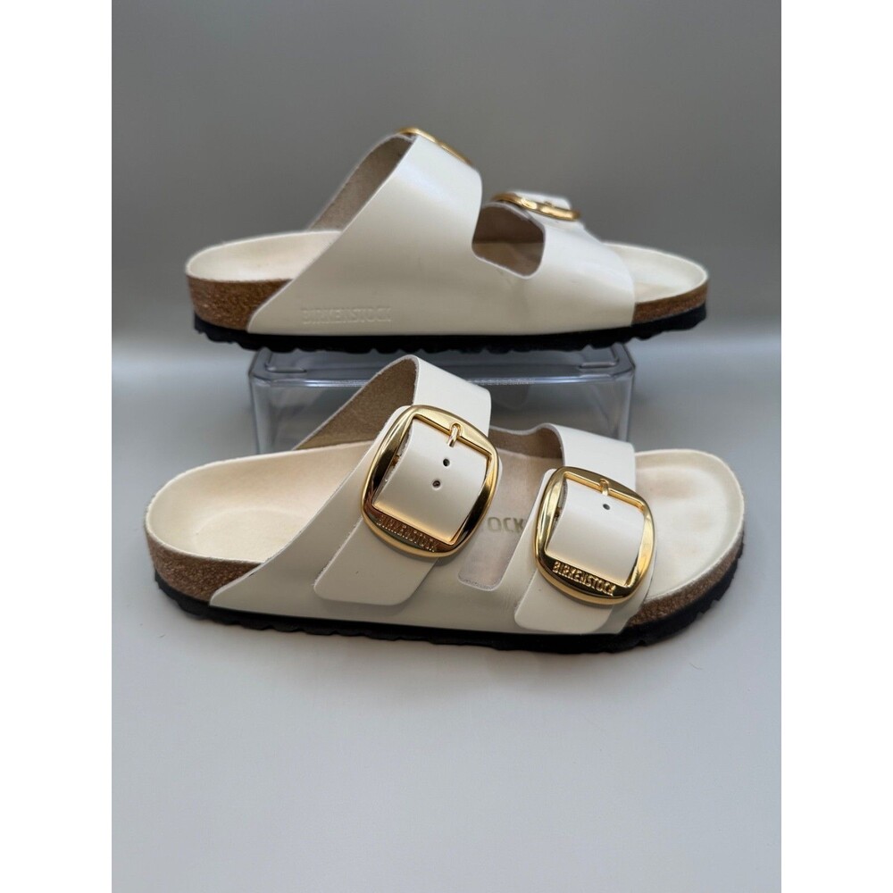 Birkenstock Arizona Big Buckle Patent Leather High Shine Ivory Sandal US 6 EU37 - Picture 2 of 9